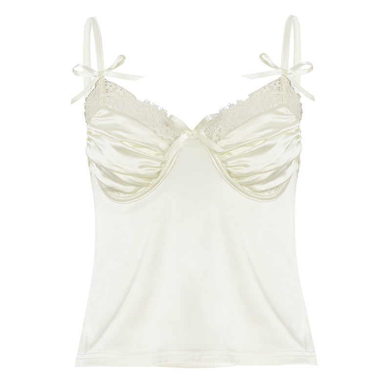 Damen Satin-Camisole mit Spitze und verspielten Schleifen Echo Archiv