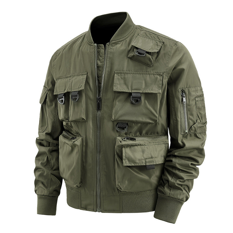 Herren nan multifunktionale Utility-Bomberjacke mit zahlreichen Taschen, D-Ring‑Details und windabweisender Nylonhülle Echo Archiv
