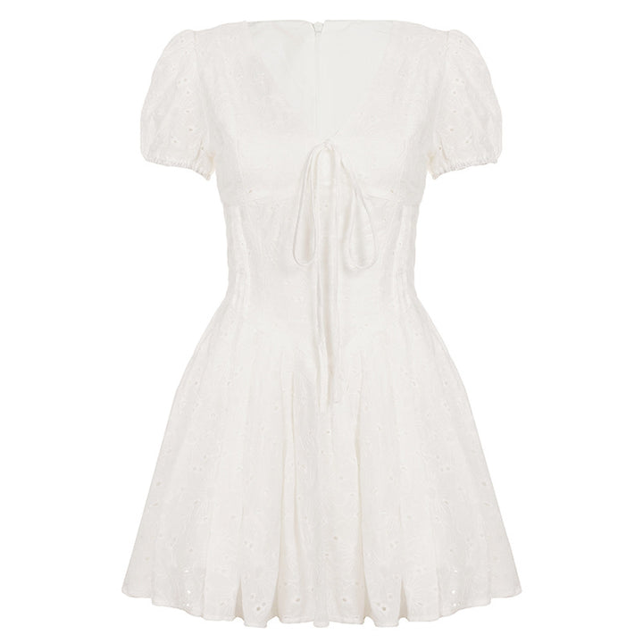 Damen Kurzärmeliges Sommerkleid mit raffinierten Rüschendetails und Bindeband Echo Archiv