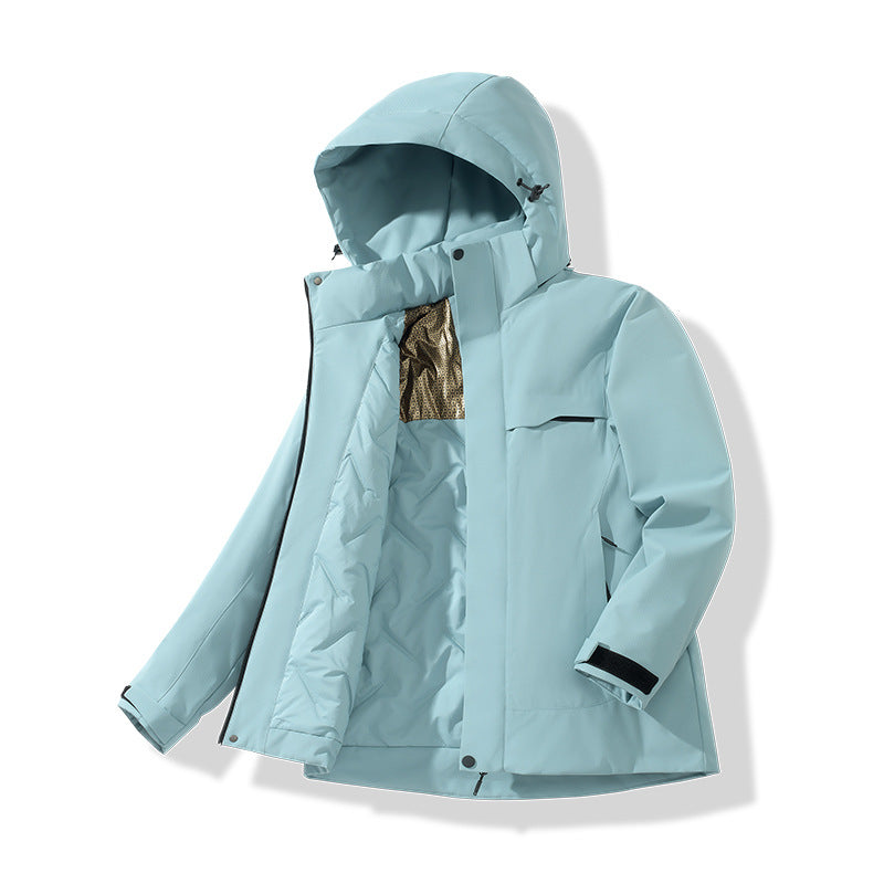 Herren Wasserabweisende Thermo-Parka mit Kapuze, gesteppter Innenseite & verdecktem Reißverschluss Echoarchiv