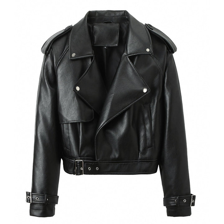 Damen Modische Cropped Kunstlederjacke Echo Archiv