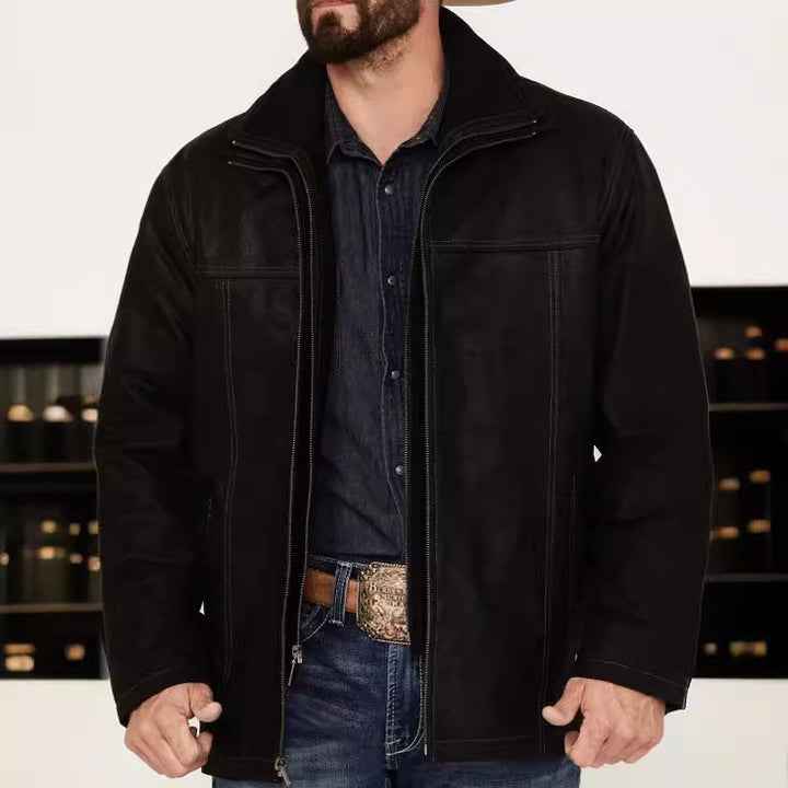 Herren elegante Lederjacke mit hohem Kragen Echoarchiv