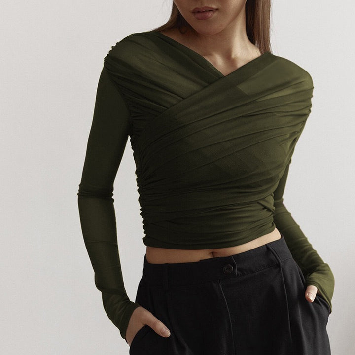 Damen Langarm-Crop-Top Echo Archiv