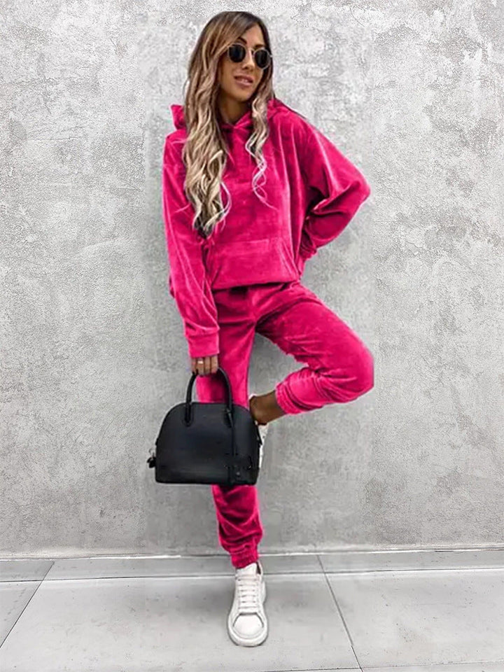 Damen kuscheliges Fleece-Set mit oversized Hoodie und bequemen Jogginghosen Echoarchiv