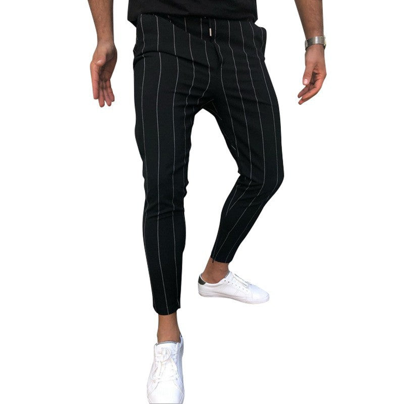 Herren Slim-Fit Cropped Chinohose mit Nadelstreifen und elastischem Bund Echo Archiv