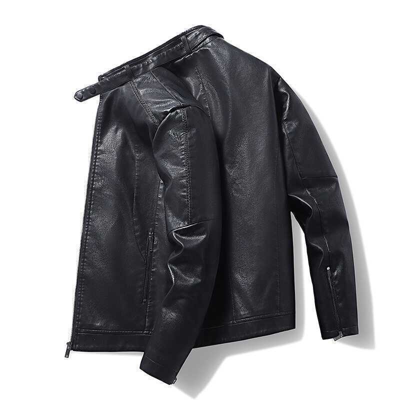 Herren Slim-Fit Lederoptik-Blouson mit Stehkragen, verdecktem Reißverschluss und Seitentaschen Echo Archiv