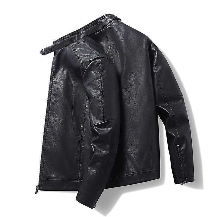 Herren Slim-Fit Lederoptik-Blouson mit Stehkragen, verdecktem Reißverschluss und Seitentaschen Echo Archiv