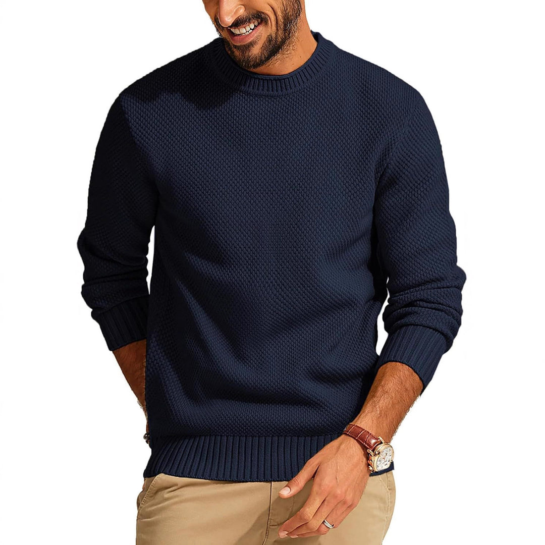 Herren Waffelstrick-Pullover mit Rundhalsausschnitt Echo Archiv