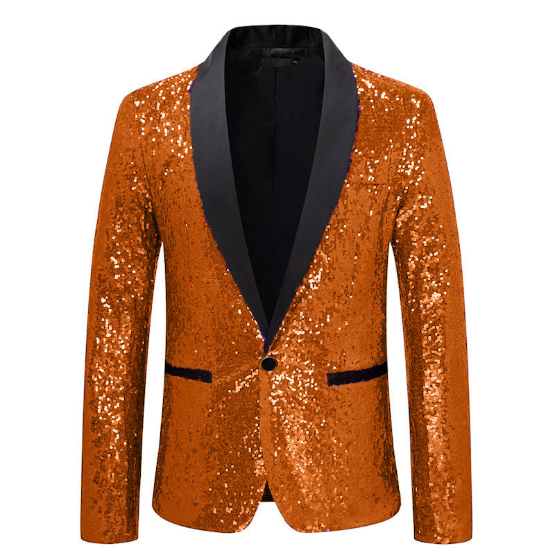 Herren schimmernder Paillettenblazer mit elegantem Revers Echoarchiv