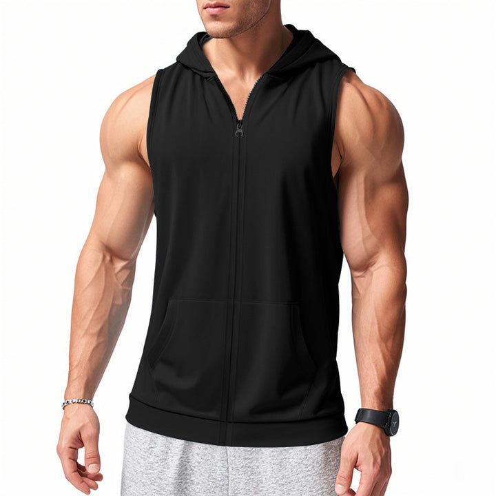 Herren nan funktionale Fitnessweste mit Kapuze, schmaler Passform und Kängurutasche Echo Archiv