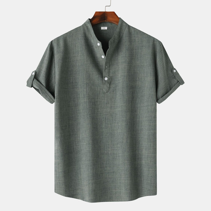 Herren Kurzarmhemd mit innovativem Henley-Ausschnitt und lässigem Design Echoarchiv
