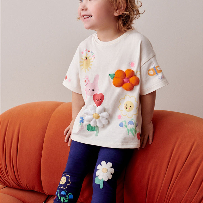 Mädchen Leggings mit verspielter Blumenapplikation Echo Archiv