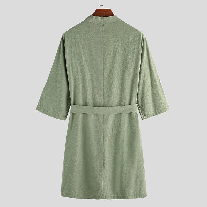 Herren eleganter Bademantel aus hochwertigem Leinen Echoarchiv