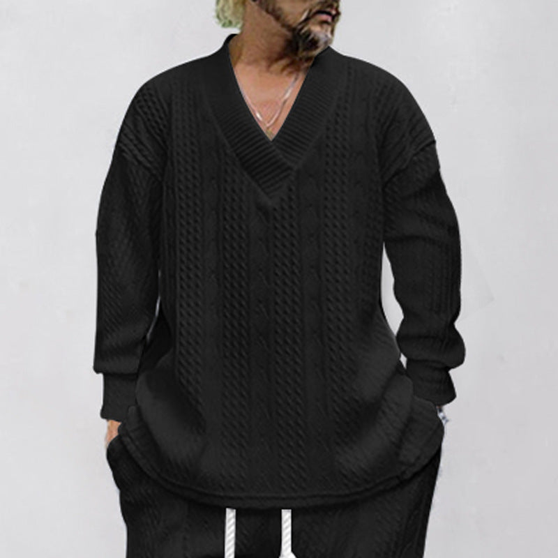 Herren lässiger Strickpullover mit V-Ausschnitt und modernem Muster Echoarchiv