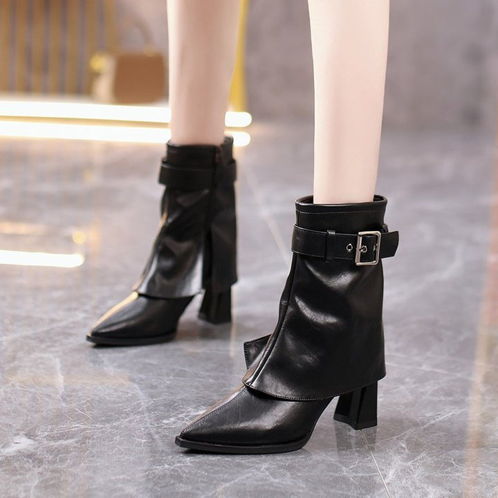 Damen Modische Stiefeletten mit elegantem Bund und Blockabsatz Echo Archiv