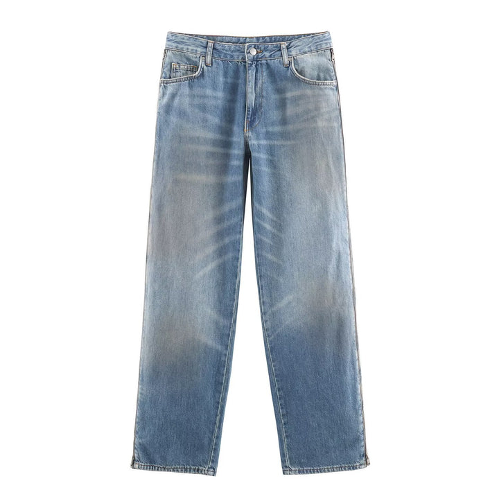 Damen Weite High‑Waist Jeans mit geradem Bein und Vintage-Wash Echo Archiv
