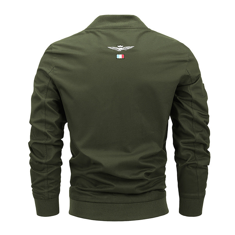 Herren Kanvas‑Bomberjacke mit Vintage‑Patchdetails und gerippten Bündchen Echo Archiv