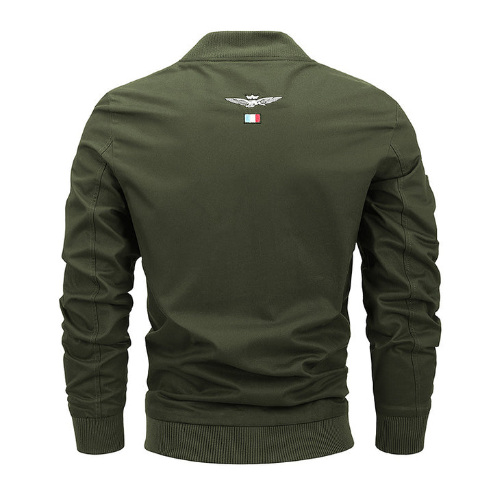 Herren Kanvas‑Bomberjacke mit Vintage‑Patchdetails und gerippten Bündchen Echo Archiv