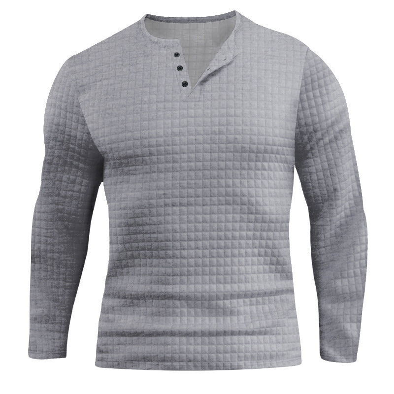 Herren Langarmshirt mit strukturiertem Design und Knopfleiste Echoarchiv