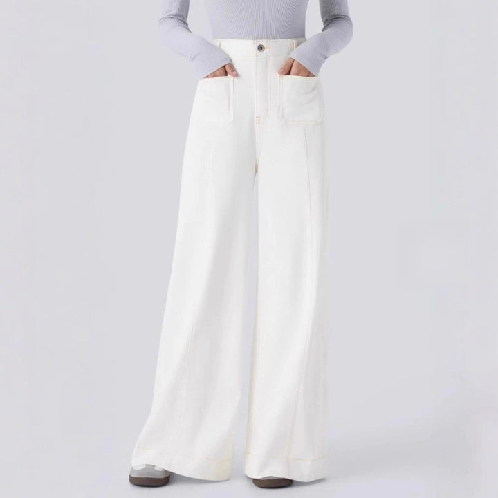 Damen nan hochgeschnittene Jeans-Palazzohose mit weitem Bein und aufgesetzten Fronttaschen Echo Archiv