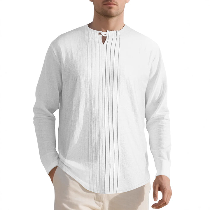 Herren elegantes Langarmhemd mit strukturiertem Design und angesagtem Stehkragen Echoarchiv