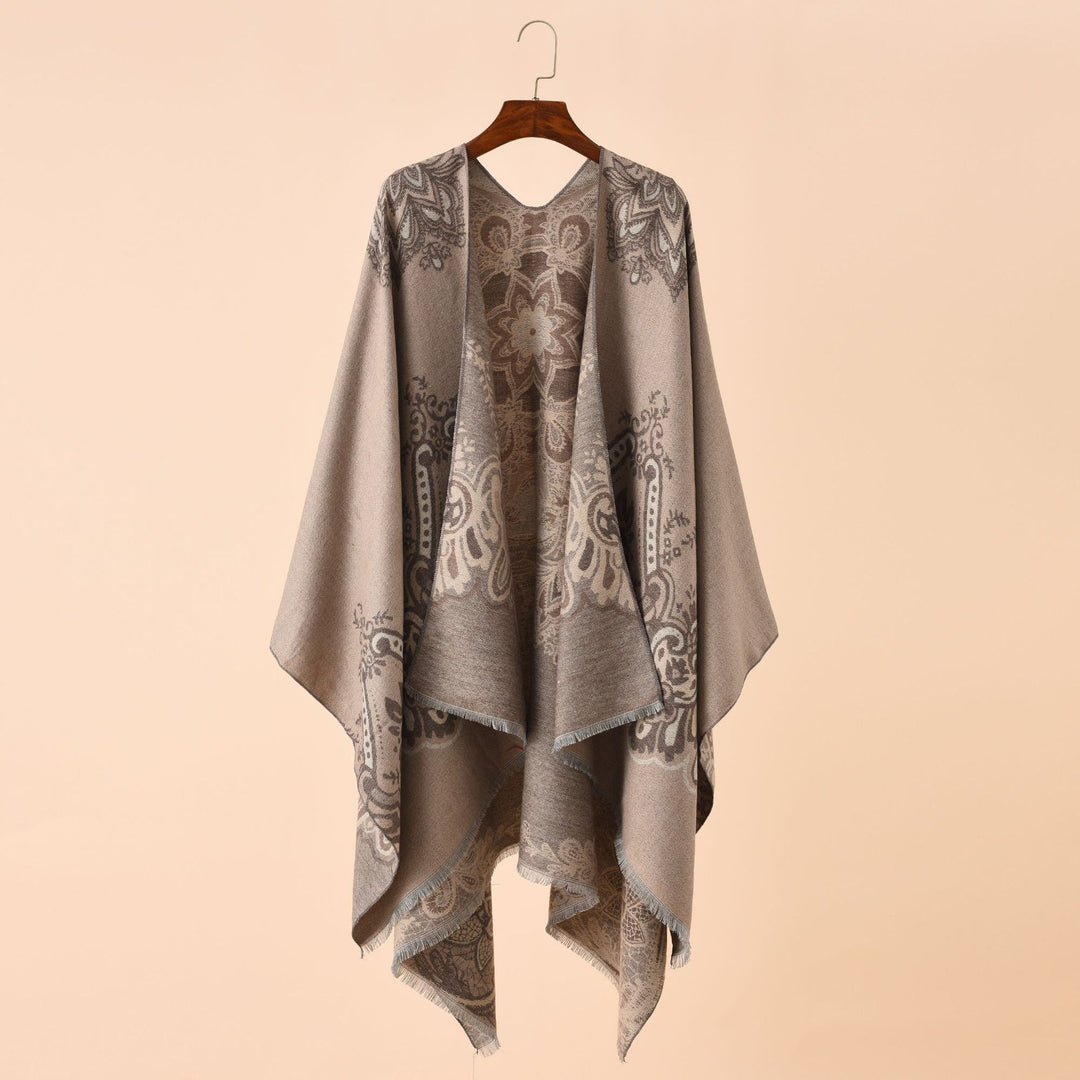 Damen Leichter Jacquard-Überwurf mit kaschmirähnlichem Griff und Fransensaum Echo Archiv