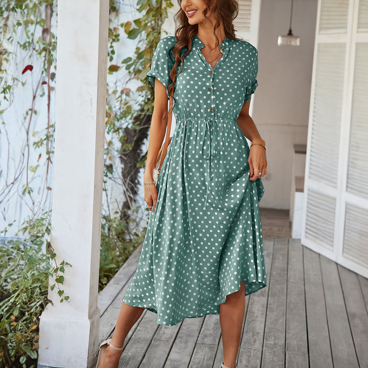 Damen Elegantes Hemdblusenkleid mit tailliertem Design und Polka-Dots Echo Archiv