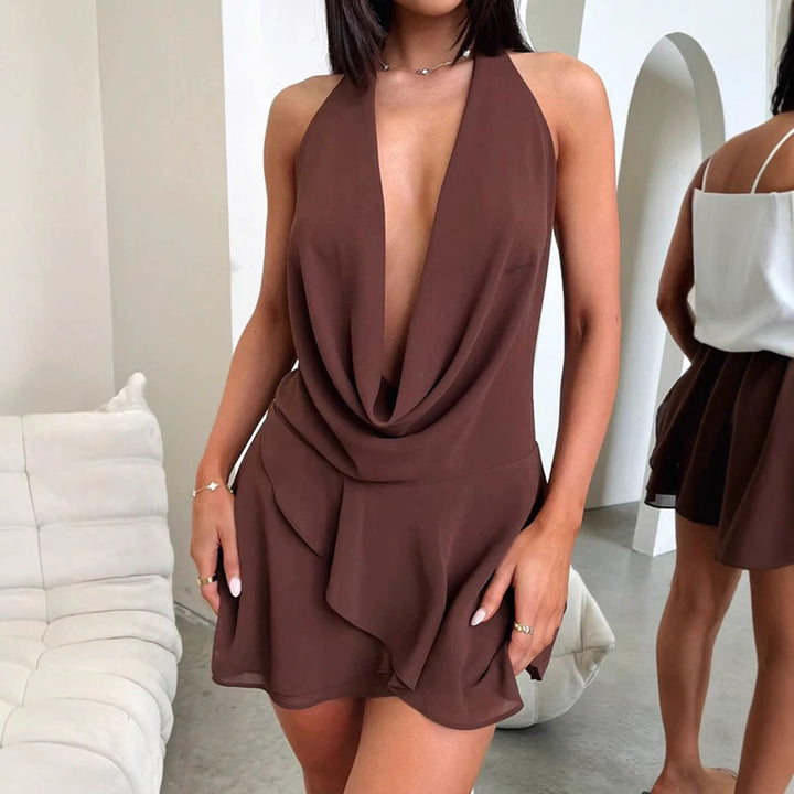 Damen Minikleid mit raffiniertem Wickelausschnitt und elegantem Drapierungsdesign Echo Archiv