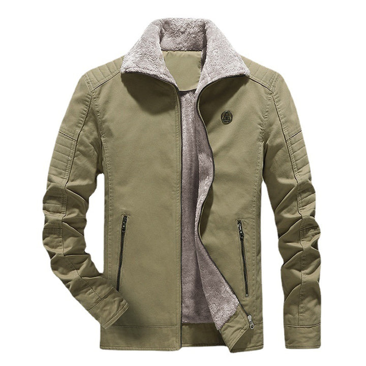 Herren Gefütterte Canvasjacke mit Sherpa‑Innenfutter und hohem Stehkragen – Taviero