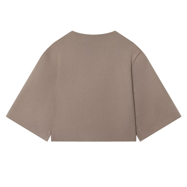 Damen Kurzgeschnittene Strickjacke mit überbreiten Ärmeln und bezogenen Knöpfen Echo Archiv