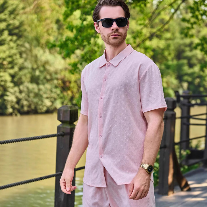 Herren elegantes Kurzarmhemd mit strukturiertem Design und zeitgemäßem Schnitt Echoarchiv