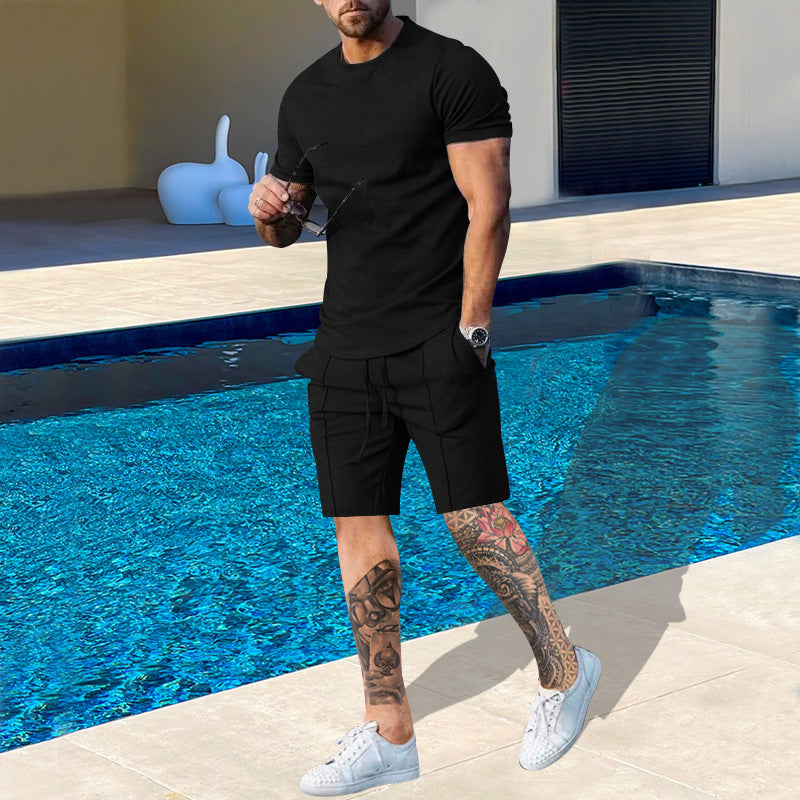 Herren Sportliches Kurzarm T-Shirt mit passender Jersey-Shorts Echoarchiv