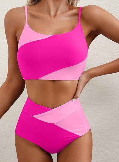 Damen Hoch tailliertes Bikini-Oberteil mit asymmetrischem Design Echo Archiv
