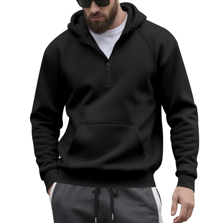 Herren nan Halbzip-Kapuzenpullover im minimalistischen Softshell-Look mit Kängurutasche und Raglanärmeln Echo Archiv