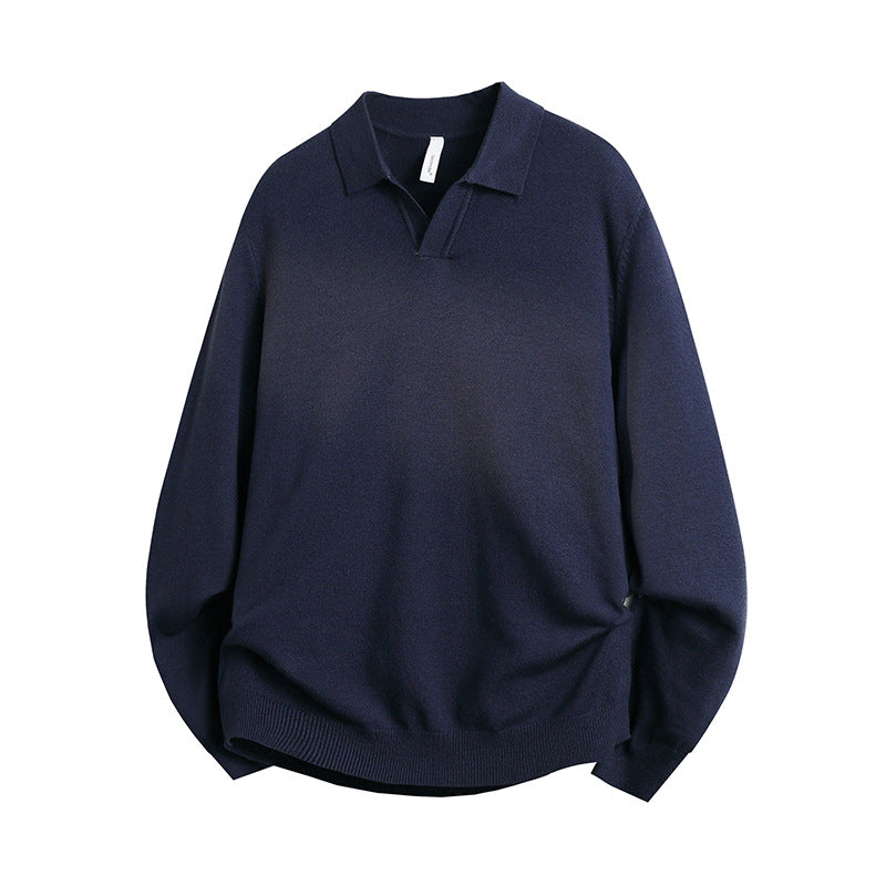 Unisex Oversized Polokragen-Feinstrickpullover mit weitem Schnitt Echoarchiv