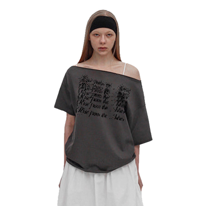 Damen Oversized T-Shirt mit Kristallverzierung und V-Ausschnitt Echo Archiv