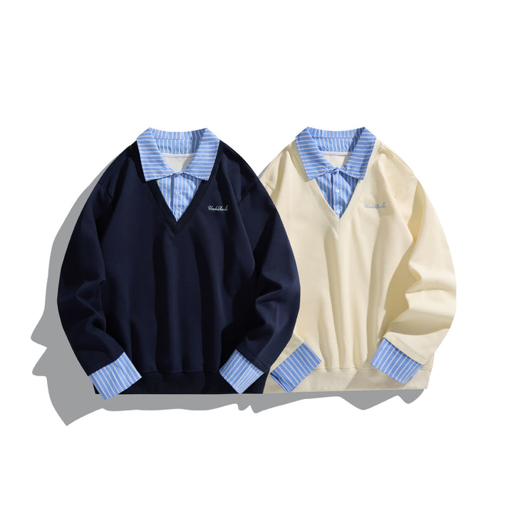 Unisex Oversize-Layering-Pullover mit integriertem Hemdkragen Echoarchiv