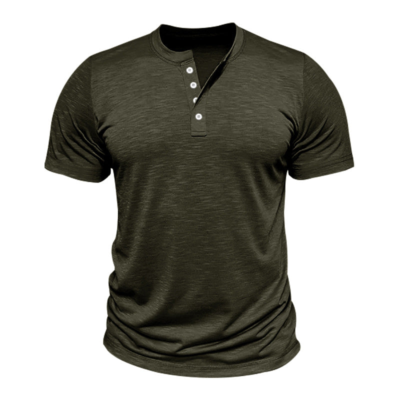 Herren Kurzarm-Henley-T-Shirt mit hochwertigem, atmungsaktivem Baumwollmix Echoarchiv