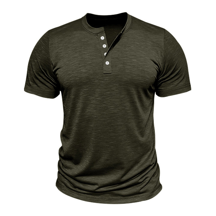 Herren Kurzarm-Henley-T-Shirt mit hochwertigem, atmungsaktivem Baumwollmix Echoarchiv