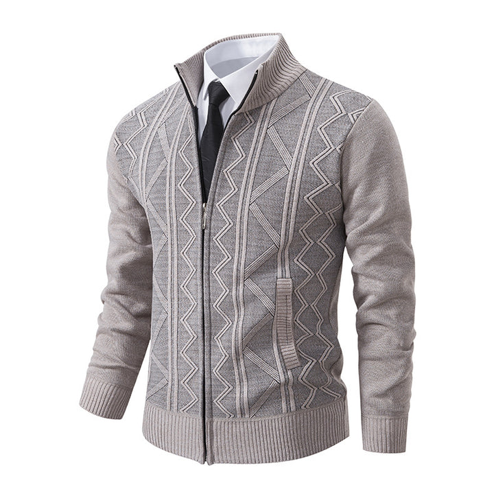 Herren modische Strickjacke mit hohem Kragen und Reißverschluss Echoarchiv