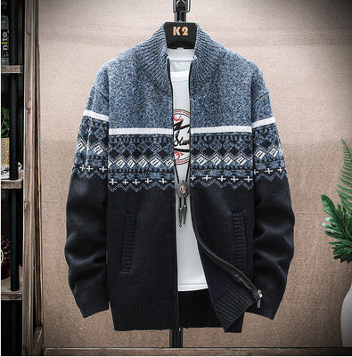 Herren Strickjacke mit nordischem Muster und modischem Reißverschluss – Terenzo