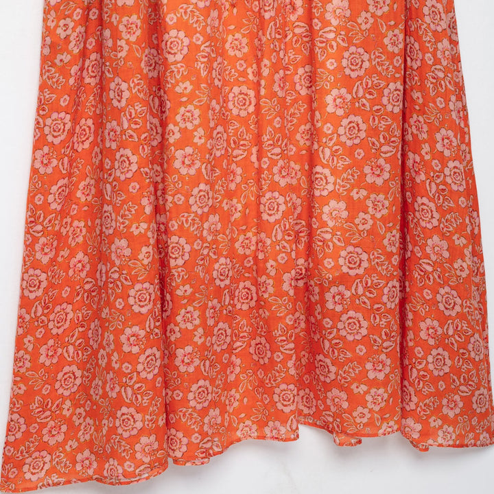 Damen Maxikleid mit floralem Print, tiefem Rundhalsausschnitt und Tunnelzugtaillierung Echo Archiv