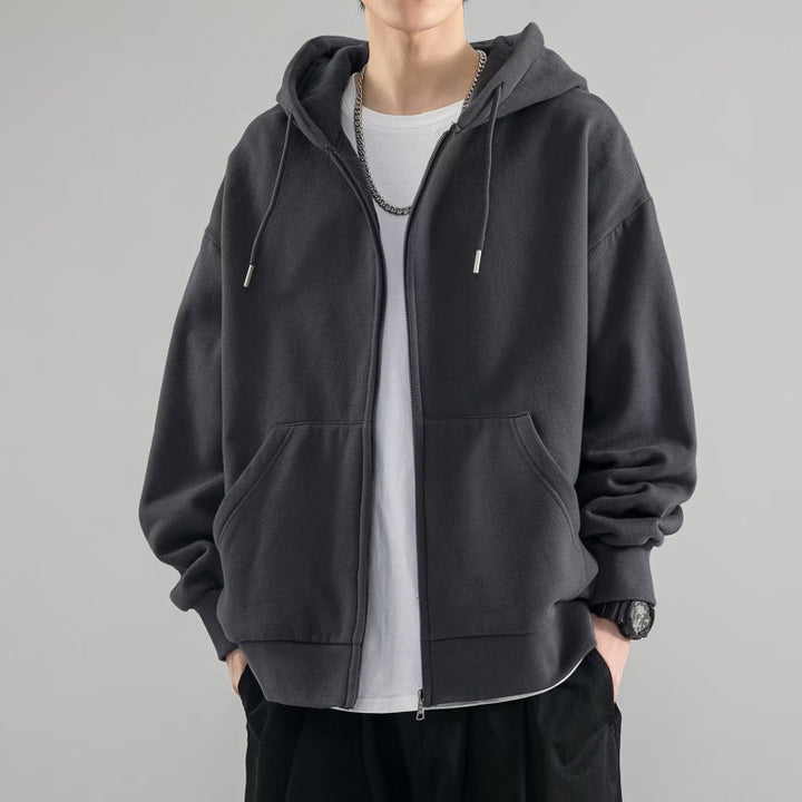 Herren nan Oversize-Kapuzenjacke mit durchgehendem Reißverschluss, doppellagiger Kapuze und Kängurutaschen Echo Archiv