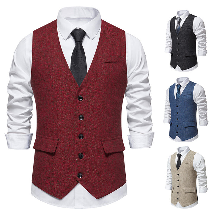 Herren elegante Anzugweste mit feinem modernen Design und praktischen Taschen Echoarchiv