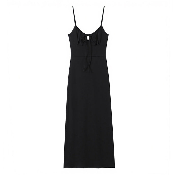 Damen Maxi-Kleid mit tiefem V-Ausschnitt und schmeichelndem Knoten-Design Echo Archiv