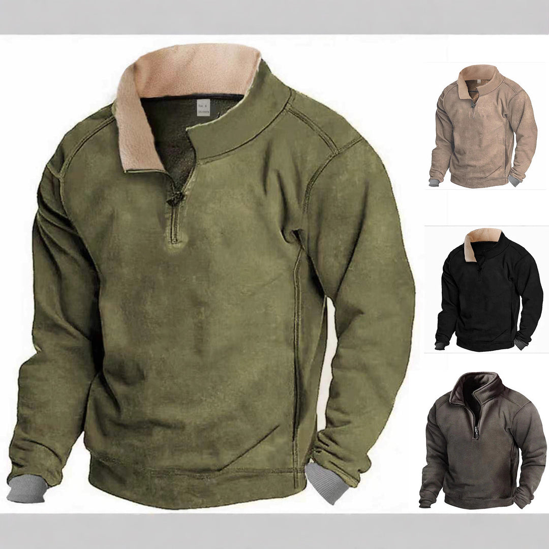 Herren Fleece-Pullover mit Stehkragen und Reißverschluss Echoarchiv