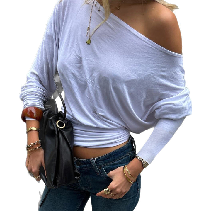 Damen nan schulterfreies Langarmshirt mit tailliertem Komfortbund, gerafften Schultern und figurbetonter Passform Echo Archiv
