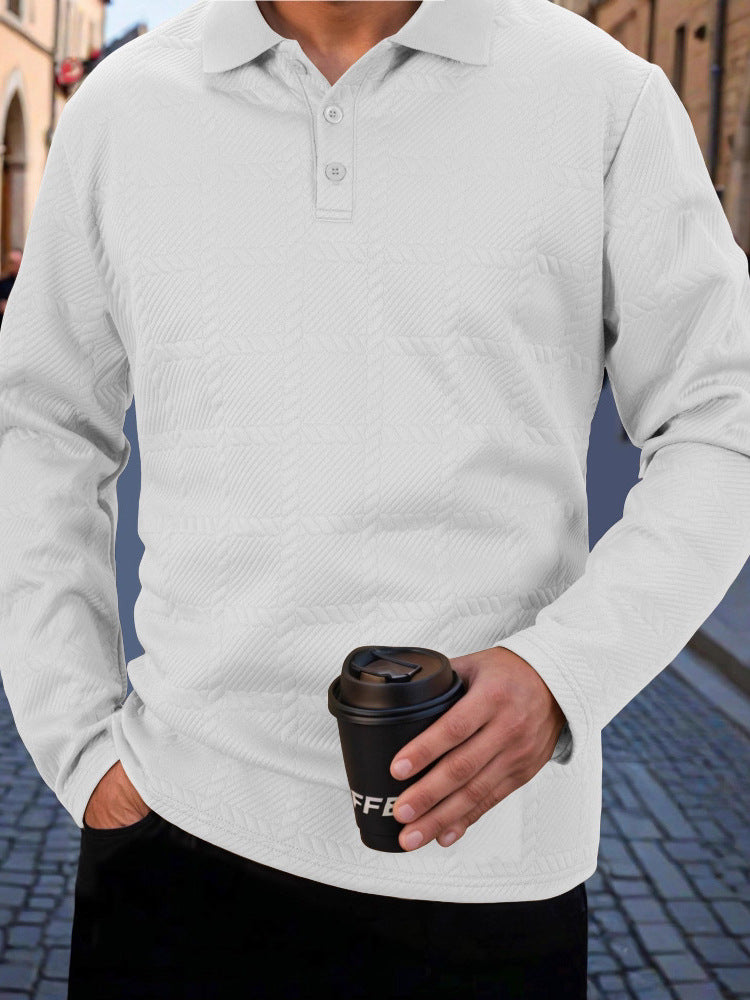 Herren stylisches Langarm-Polohemd mit strukturiertem Design Echoarchiv