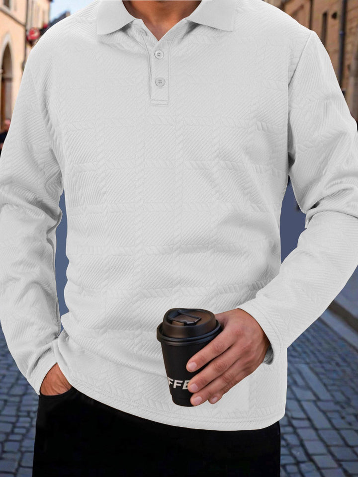 Herren stylisches Langarm-Polohemd mit strukturiertem Design Echoarchiv