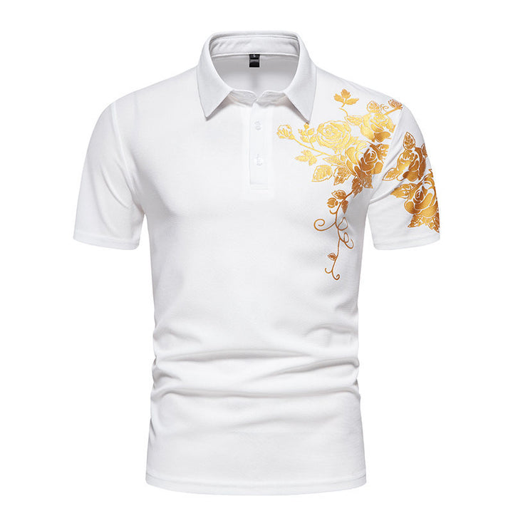 Herren Polohemd mit floraler Applikation Echoarchiv